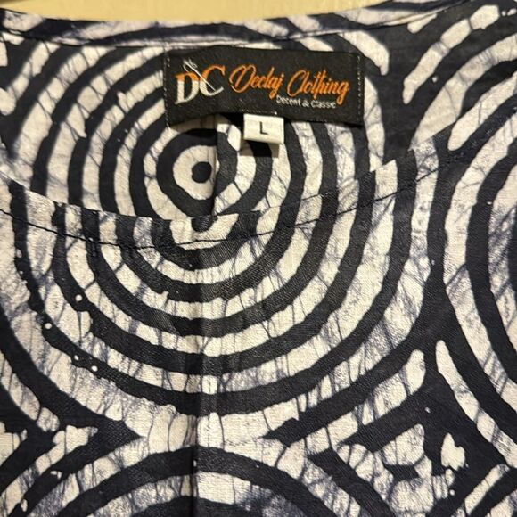 Declaj Clothing original hand sewn pullover dolman maxi black tiedye gown/kaftan - Picture 4 of 8